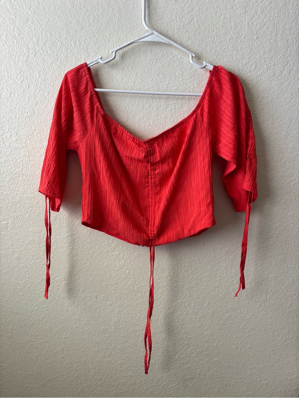 Fashion Nova Red Tie-Front V-Neck Crop Top